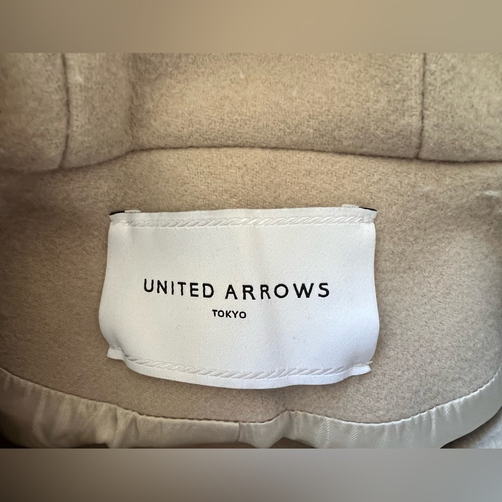 $356 United Arrows Beige Wool Women's Hooded Coat Sz JP38 US6 S Preppy Old money - Picture 13 of 15